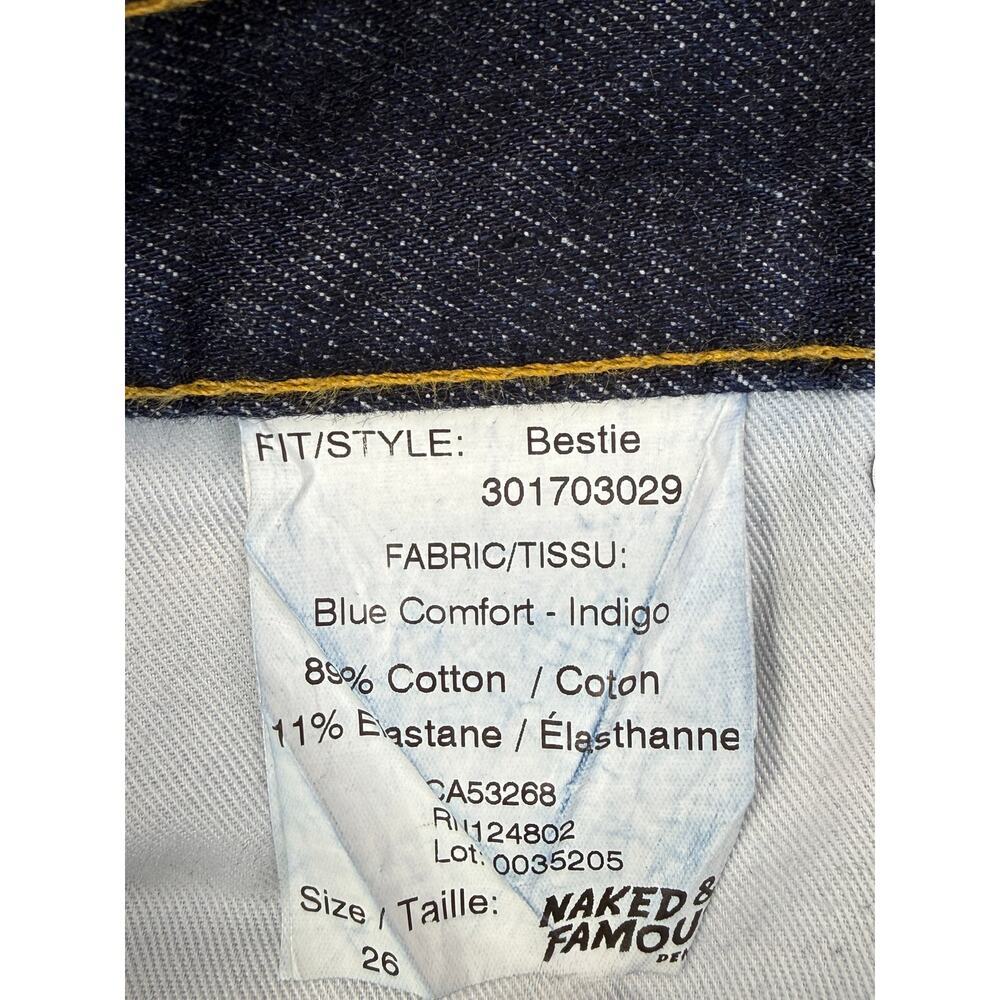 NAKED & FAMOUS Bestie Mid Rise Cropped Barel Leg Jean Sz 26 Blue Comfort Indigo - Picture 4 of 8
